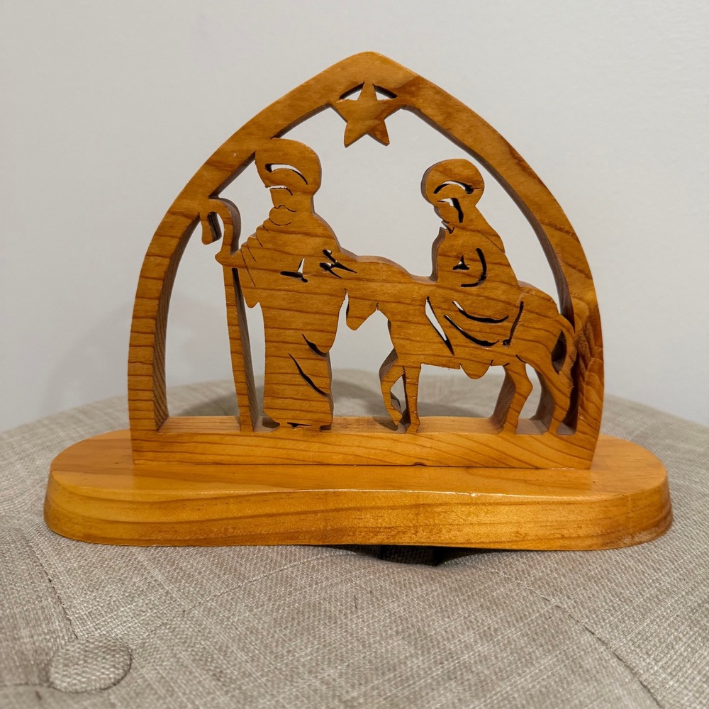 Handmade Olive Wood Nativity Holy Family Arch Star Bethlehem Holy Land Christmas